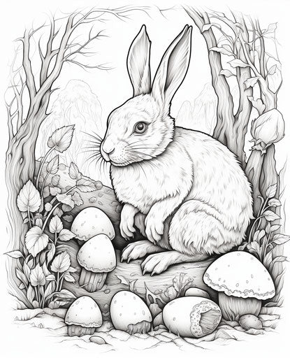 Easter bunny lays egg coloring page