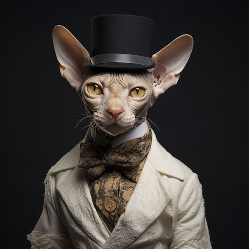 Cornish Rex cat dressed as a man