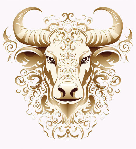 Zodiac symbol of bull with ornamental design