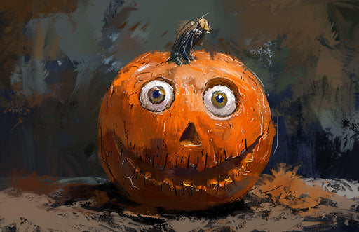 Artistic Halloween pumpkin in zuckerpunk style