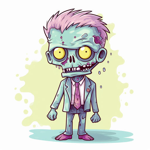 Zombie clipart in the style of Pastel Colors Art, on white background