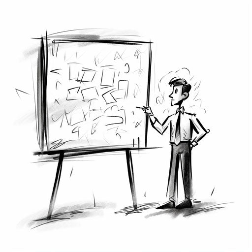 Minimalist whiteboard clipart, on a white background