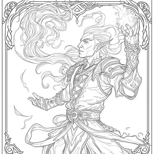 The magical elf casting a spell with swirling magical energy