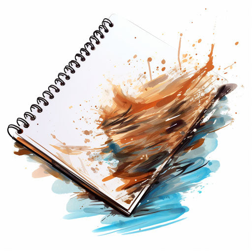 Notebook paper clipart in the style of oil painting, on a white background