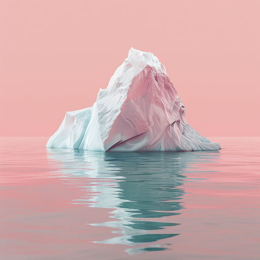 Realistic iceberg on serene dusky rose backdrop