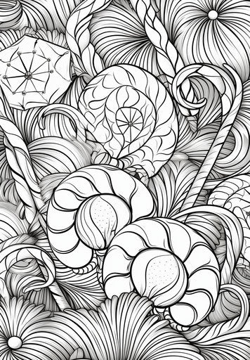 Christmas Candy Cane Coloring Pages, Canon 7 style, precisionist lines