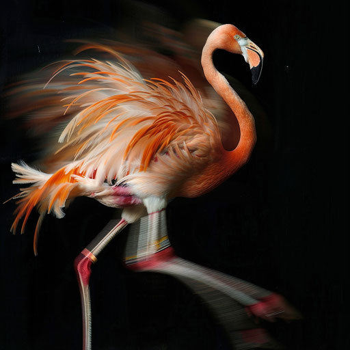 Graceful dance of a flamingo during a courtship ritual