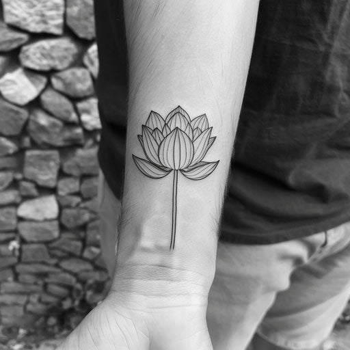 Minimalist tattoo for men of a lotus flower
