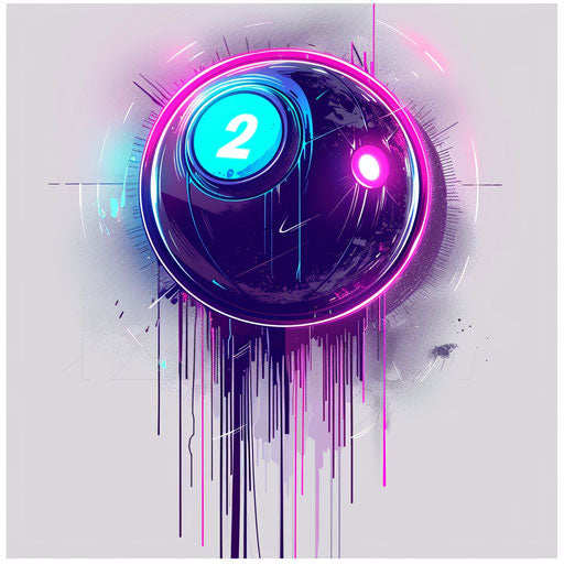 8 ball with holographic effects and shimmering silver