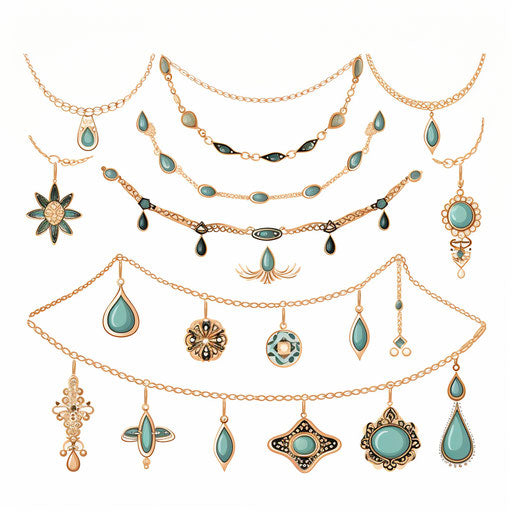 Minimalist style jewelry clipart, on white background