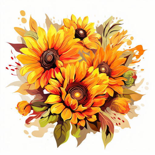 Flower in cartoon style oil painting on white background