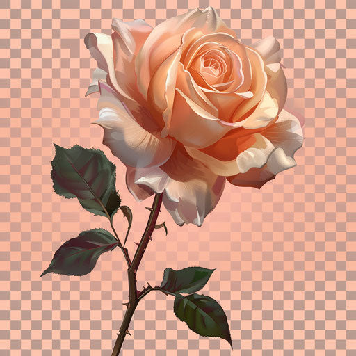 Photo realistic rose clipart with flat random background, metallic sheen, and realistic textures