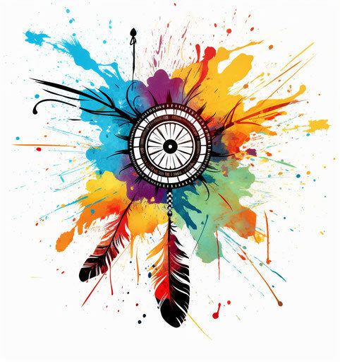 Tribal emblem with free spirit feathers