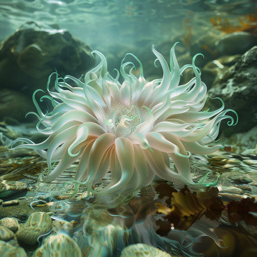 Sea anemone in a clear underwater stream