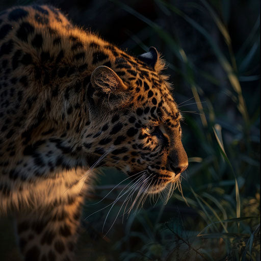 Shadow and Light on the Fur of an Amur Leopard