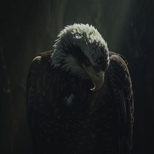 Bald eagle with dramatic and moody lighting