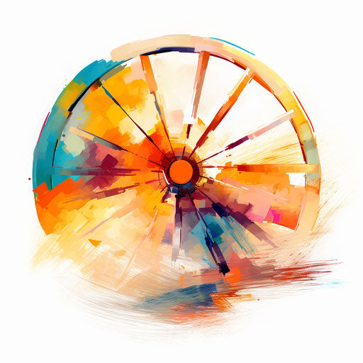 Impressionistic Art style wheel clipart on white background