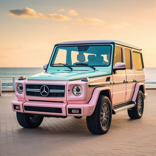 Iconic vehicle in pastel colors