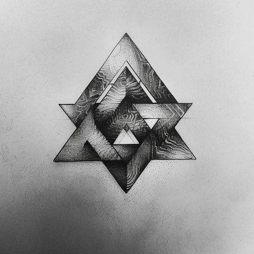 Elegant Valknut Tattoo Sketch - Monochrome Stippling