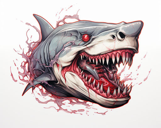Evil flame shark with red bite on head