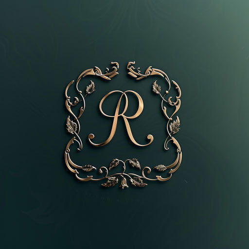 Sophisticated store logo with monogram design on dark green backdrop