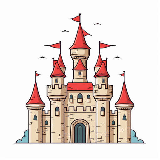Castle clipart in the Minimalist style, on white background