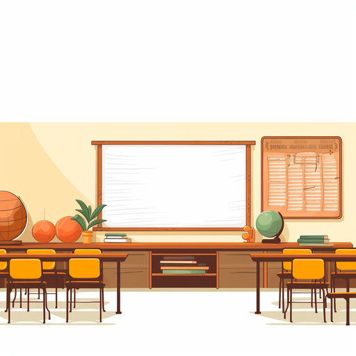 Minimalist classroom background on white background