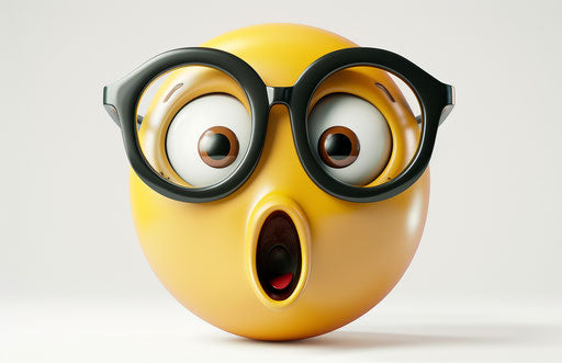 3D shocked face with glasses emoji