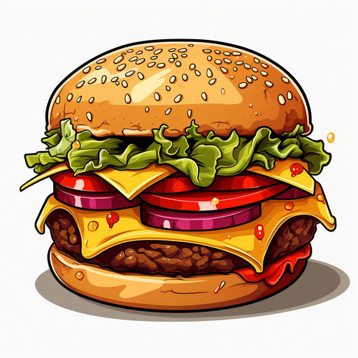 Hamburger clipart in the style of chiaroscuro art, on white background