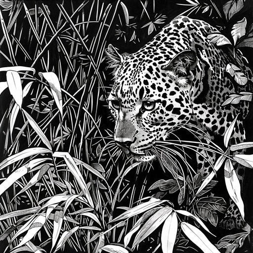 Leopard stalking prey in dense underbrush