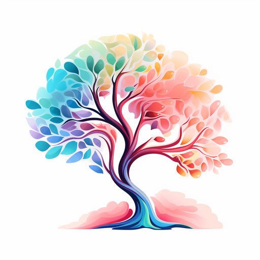 Tree in png in the style of Pastel Colors Art, on a white background
