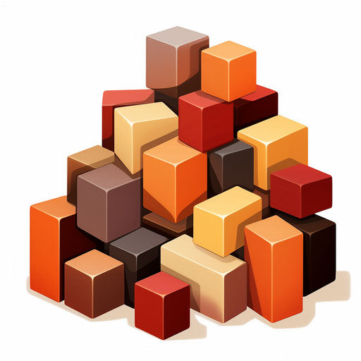 Blocks illustration in the style of Chiaroscuro Art, on white background