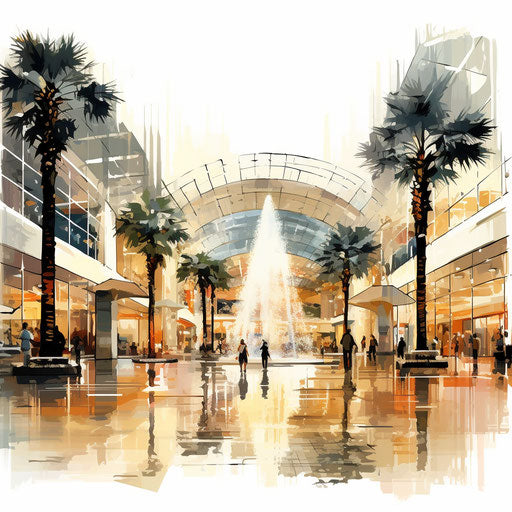 Mall illustration in the style of Oil painting, on white background