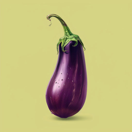 Eggplant clipart in realistic style on chartreuse background