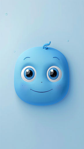 Cute blue baby face, simple background, mobile wallpaper