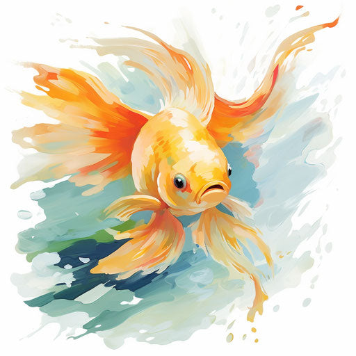 Goldfish clipart in the style of Impressionistic Art, on a white background