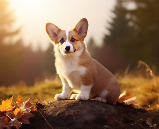 Puppy breed image of corgi, light maroon and light gold style