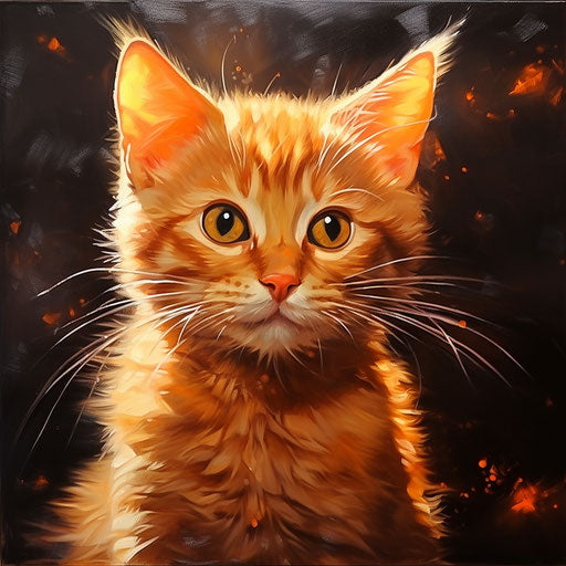 Oil painting of an orange cat