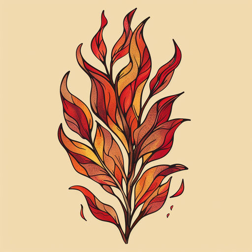 Rustic clipart style flat tattoo sketch of the burning bush