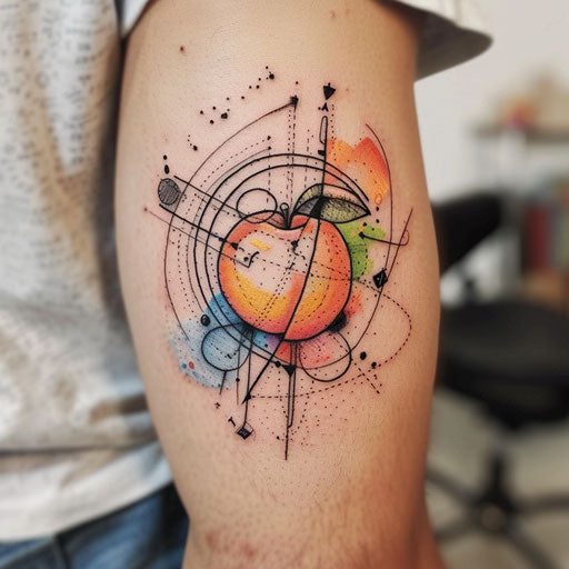 Abstract flat tattoo sketch of a peach