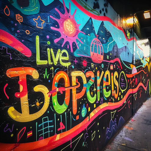 Bold and colorful graffiti-style art with inspirational quote