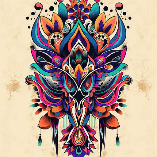 Stylized tattoo sketch of a Batok pattern with pop art influences