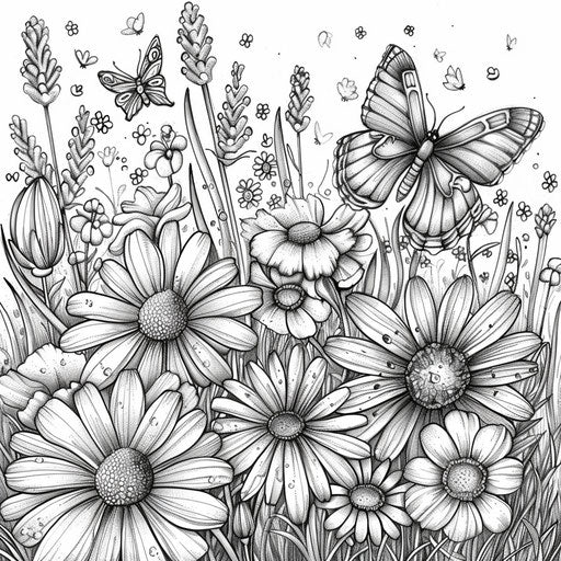 Butterfly garden with various flowers