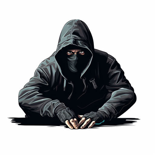 Robber clipart in the style of Chiaroscuro Art, on a white background