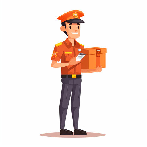 Postman clipart in Minimalist style, on white background