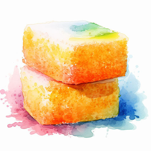 Sponge clipart in the style of Impressionistic Art, on white background