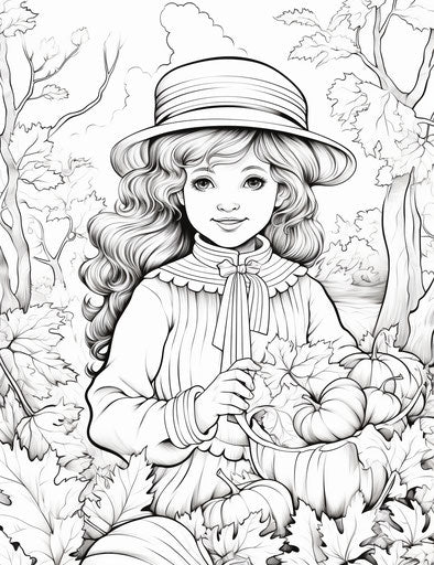 Autumn leaves in plein air style for coloring page