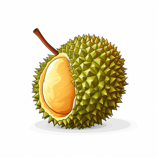 Minimalist-style durian clipart on white background