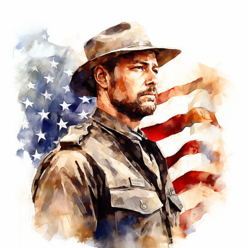 Memorial Day clipart in the style of Oil painting, on white background
