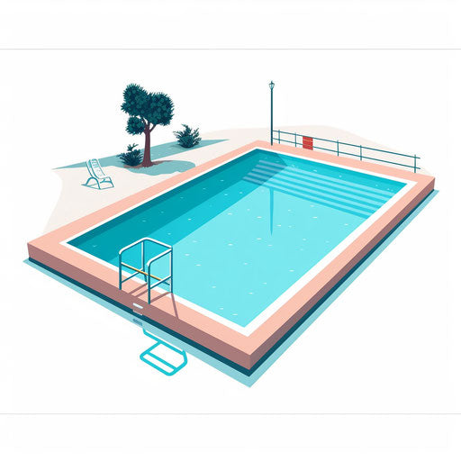 Minimalist swimming pool clipart on white background